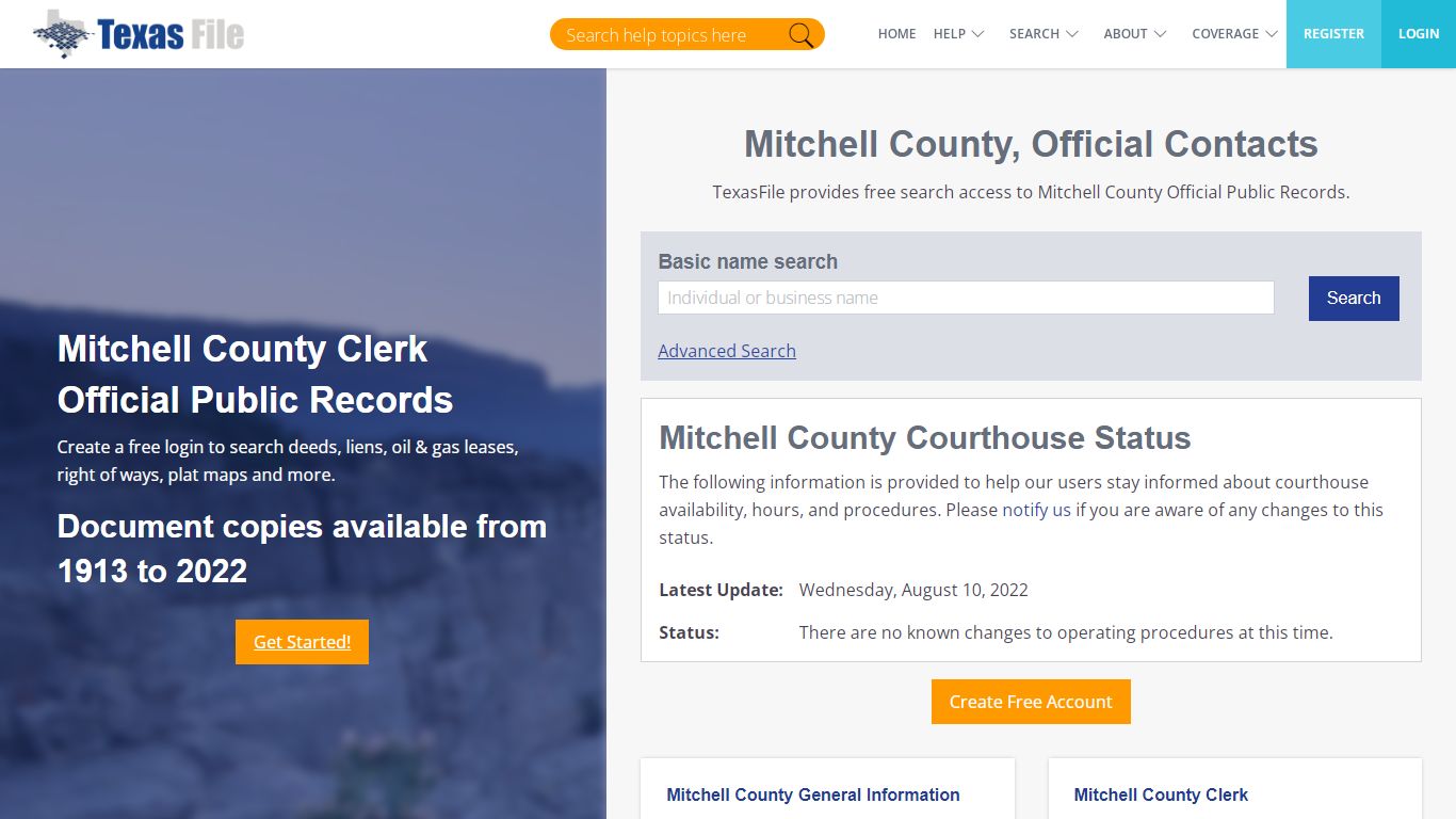 Mitchell County Clerk Official Public Records | TexasFile